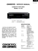Load image into Gallery viewer, ONKYO TA-250 SERVICE MANUAL BOOK IN ENGLISH CASSETTE TAPE DECK