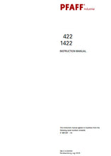 Load image into Gallery viewer, PFAFF 1422 422 SERVICE MANUAL FROM SERIAL NUMBER 540 337 ONWARDS BOOK IN ENGLISH SEWING MACHINE