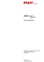 Load image into Gallery viewer, PFAFF 2481-906 11 PLUSLINE SERVICE MANUAL FROM SER NO 2 216 531 BOOK IN ENGLISH SEWING MACHINE