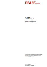 Load image into Gallery viewer, PFAFF 3511-2/01 SERVICE MANUAL FROM SER NO 2 736 439 BOOK IN ENGLISH SEWING MACHINE