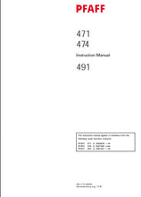 Load image into Gallery viewer, PFAFF 471 474 491 SERVICE MANUAL 12-99 BOOK IN ENGLISH SEWING MACHINE
