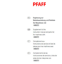 Load image into Gallery viewer, PFAFF 948-51 SERVICE MANUAL (02-02) BOOK IN ENGLISH SEWING MACHINE