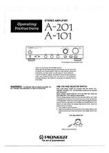 Load image into Gallery viewer, PIONEER A-101 A-201 OPERATING INSTRUCTIONS BOOK IN ENGLISH STEREO AMPLIFIER