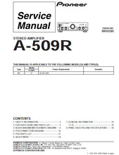 Load image into Gallery viewer, PIONEER A-509R SERVICE MANUAL BOOK IN ENGLISH STEREO AMPLIFIER