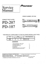 Load image into Gallery viewer, PIONEER PD-107 PD-207 SERVICE MANUAL BOOK IN ENGLISH CD PLAYER