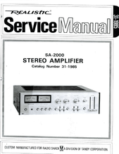 Load image into Gallery viewer, RADIOSHACK REALISTIC SA-2000 SERVICE MANUAL BOOK IN ENGLISH STEREO AMPLIFIER