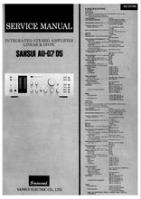 Load image into Gallery viewer, SANSUI AU-D7 AU-D5 SERVICE MANUAL BOOK IN ENGLISH INTEGRATED STEREO AMPLIFIER LINEAR AND DD/DC