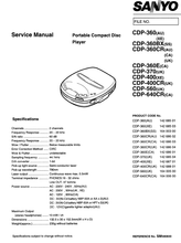 Load image into Gallery viewer, SANYO CDP-360 CDP-360BX CDP-360CR CDP-360E CDP-370 CDP-400 CDP-400CR CDP-560 CDP-640CR SERVICE MANUAL BOOK IN ENGLISH PORTABLE CD PLAYER