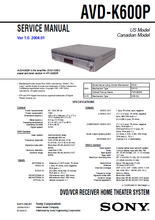 Load image into Gallery viewer, SONY AVD-K600P SERVICE MANUAL BOOK IN ENGLISH DVD VCR RECEIVER HOME THEATER SYSTEM