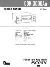 Load image into Gallery viewer, SONY CDK-3000AII SERVICE MANUAL BOOK IN ENGLISH CD SYSTEM STEREO MIXING AMPLIFIER