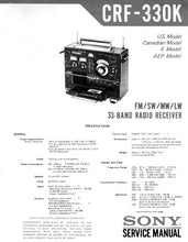 Load image into Gallery viewer, SONY CRF-330K SERVICE MANUAL BOOK IN ENGLISH FM SW MW LW 33 BAND RECEIVER AND MONOPHONIC CASSETTE TAPE RECORDER