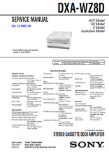 Load image into Gallery viewer, SONY DXA-WZ8D SERVICE MANUAL BOOK IN ENGLISH STEREO CASSETTE DECK AMPLIFIER