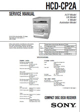Load image into Gallery viewer, SONY HCD-CP2A SERVICE MANUAL BOOK IN ENGLISH CD DECK RECEIVER