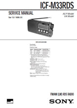 Load image into Gallery viewer, SONY ICF-M33RDS SERVICE MANUAL BOOK IN ENGLISH FM AM LW RDS RADIO