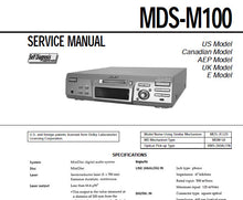 Load image into Gallery viewer, SONY MDS-M100 SERVICE MANUAL BOOK 60 PAGES IN ENGLISH MINIDISC DECK