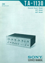 Load image into Gallery viewer, SONY TA-1130 SERVICE MANUAL BOOK IN ENGLISH INTEGRATED STEREO AMPLIFIER