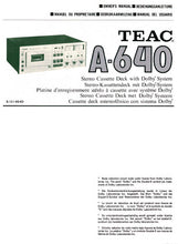 Load image into Gallery viewer, TEAC A-640 OWNER'S MANUAL BOOK IN ENGLISH STEREO CASSETTE DECK