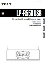 Load image into Gallery viewer, TEAC LP-R550USB OWNER'S MANUAL BOOK IN ENGLISH FRANC ESP CD RECORDER WITH TURNTABLE CASSETTE PLAYER