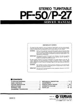 Load image into Gallery viewer, YAMAHA PF-50 P-27 SERVICE MANUAL BOOK IN ENGLISH STEREO TURNTABLE