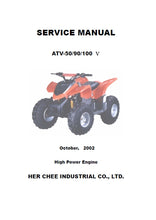 Load image into Gallery viewer, ADLY ATV-50/90/100 SERVICE MANUAL IN ENGLISH ALL TERRAIN VEHICLE
