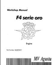 Load image into Gallery viewer, AGUSTA MV F4 750 SERVICE MANUAL IN ENGLISH MOTORCYCLE ENGINE

