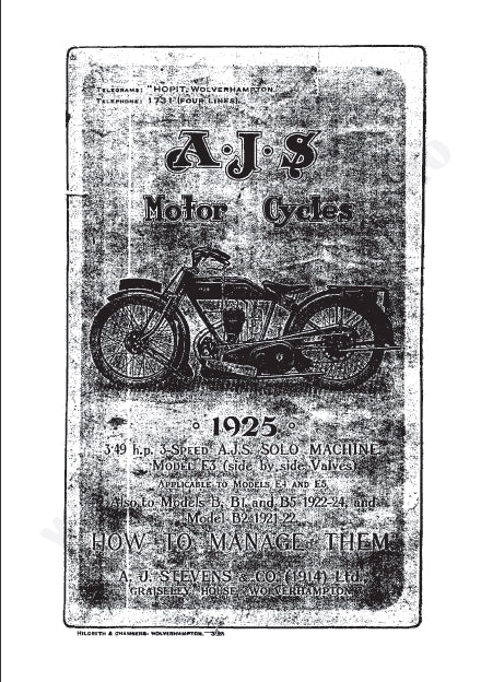 AJS E3 E4 E5 B B1 B5 B2 INSTRUCTION BOOK IN ENGLISH MOTORCYCLE