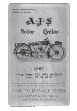 Load image into Gallery viewer, AJS H3 H4 H5 G3 G4 G5 INSTRUCTION BOOK IN ENGLISH MOTORCYCLE
