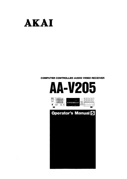 AKAI AA-V205 OPERATORS MANUAL BOOK IN ENGLISH COMPUTER CONTROLLED AV RECEIVER