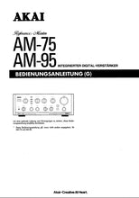 Load image into Gallery viewer, AKAI AM-75 AM-95 BEDIENUNGSANLEITUNG MIT ANSCHLUSSE DEUTSCH INTEGRIERTER STEREO-VERSTARKER
