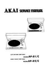 Load image into Gallery viewer, AKAI AP-B1/C AP-D2/C SERVICE MANUAL IN ENGLISH AUTO RETURN TURNTABLE DIRECT DRIVE TURNTABLE
