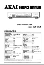 Load image into Gallery viewer, AKAI AT-57 AT-57L SERVICE MANUAL IN ENGLISH QUARTZ SYNTHESIZER TUNER
