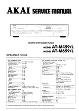 Load image into Gallery viewer, AKAI AT-M459 AT-M459L AT-M659 AT-M659L SERVICE MANUAL IN ENGLISH QUARTZ SYNTHESIZER TUNER
