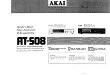 Load image into Gallery viewer, AKAI AT-S08 OPERATORS MANUAL NOTICE D&#39;INSTRUCTIONS BEDIENUNGSANLEITUNG ENG FRANC DEUTSCH FM AM DIGITAL QUARTZ SYNTHESIZER TUNER
