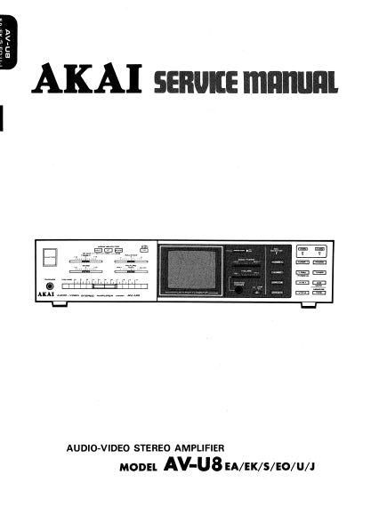 AKAI AVU8 SERVICE MANUAL IN ENGLISH AV STEREO AMPLIFIER