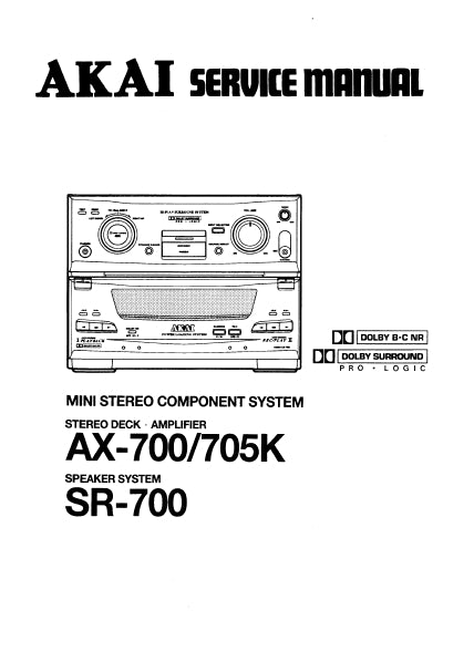AKAI AX-700 AX-705K SERVICE MANUAL IN ENGLISH MINI STEREO COMPONENT SYSTEM