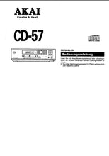 Load image into Gallery viewer, AKAI CD-57 BEDIENUNGSANLEITUNG MIT ANSCHLUSSE DEUTSCH CD-SPIELER
