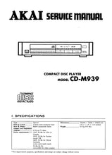 Load image into Gallery viewer, AKAI CD-M939 SERVICE MANUAL IN ENGLISH CD PLAYER
