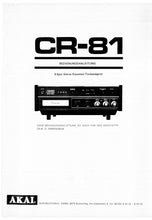 Load image into Gallery viewer, AKAI CR-81 CR-81D BEDIENUNGSANLEITUNG DEUTSCH 8 SPUR STEREO KASSETTEN TONBANDGERAT
