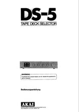 Load image into Gallery viewer, AKAI DS-5 BEDIENUNGSANLEITUNG DEUTSCH TAPE DECK SELECTOR
