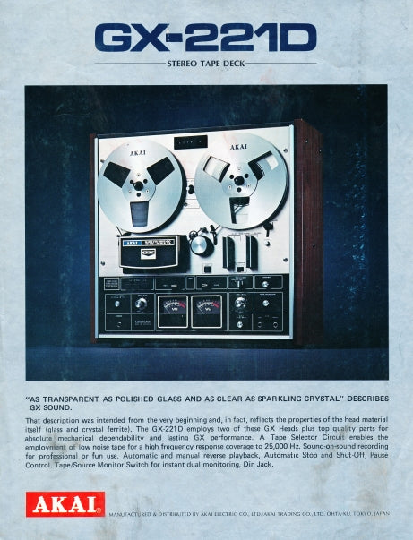 AKAI GX-221D CATALOG IN ENGLISH STEREO TAPE DECK