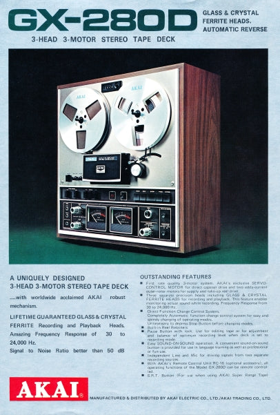 AKAI GX-280D CATALOG IN ENGLISH STEREO TAPE DECK