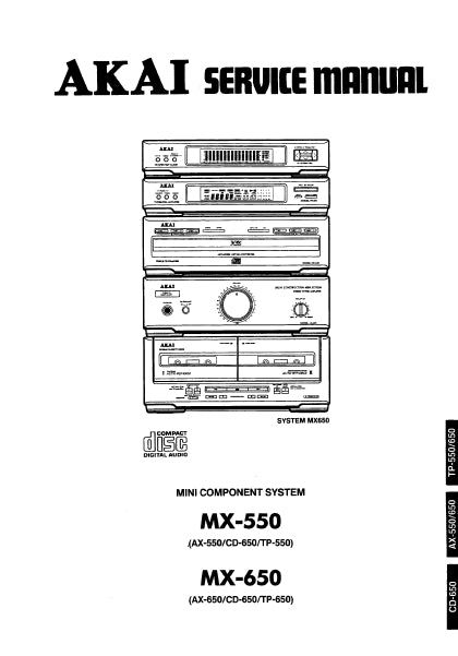 AKAI MX-550 MX-650 SERVICE MANUAL IN ENGLISH MINI COMPONENT SYSTEM