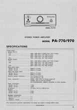 Load image into Gallery viewer, AKAI PA-770 PA-970 SERVICE MANUAL IN ENGLISH STEREO POWER AMPLIFIER
