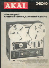 Load image into Gallery viewer, AKAI X-201D PROSPEKT DEUTSCH TONBANDGERAT CROSSFIELD-TECHNIK AUTOMATIK-REVERSE
