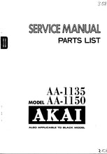 Load image into Gallery viewer, AKAI AA-1135 AA-1150 SERVICE MANUAL BOOK IN ENGLISH STEREO RECEIVER
