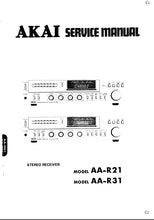 Load image into Gallery viewer, AKAI AA-R21 AA-R31 SERVICE MANUAL BOOK IN ENGLISH STEREO RECEIVER
