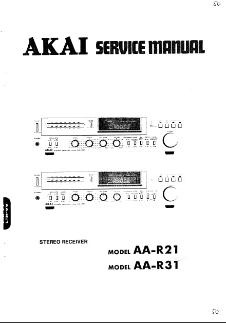 AKAI AA-R21 AA-R31 SERVICE MANUAL BOOK IN ENGLISH STEREO RECEIVER