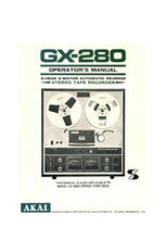 Load image into Gallery viewer, AKAI GX-280 GX-280D OPERATOR&#39;S MANUAL BOOK IN ENGLISH STEREO TAPE RECORDER
