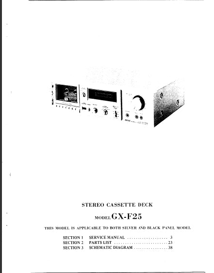 AKAI GX-F25 SERVICE MANUAL IN ENGLISH STEREO CASSETTE DECK