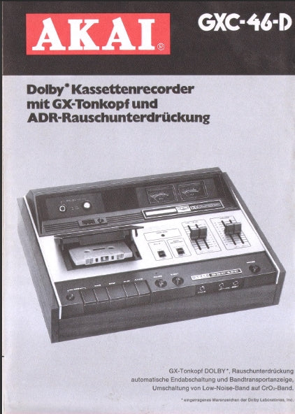 AKAI GXC-46D PROSPEKT DEUTSCH KASSETTENRECORDER